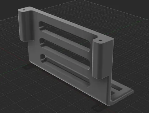 3D model držáku s montážními otvory a podélnými výřezy